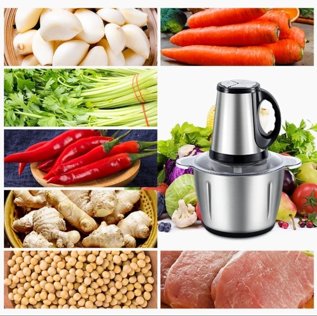 Electric Chopper 2L Stainless Steel | Heavy Duty Meat Grinder, Vegetable Chopper & Food Processor - Image 6